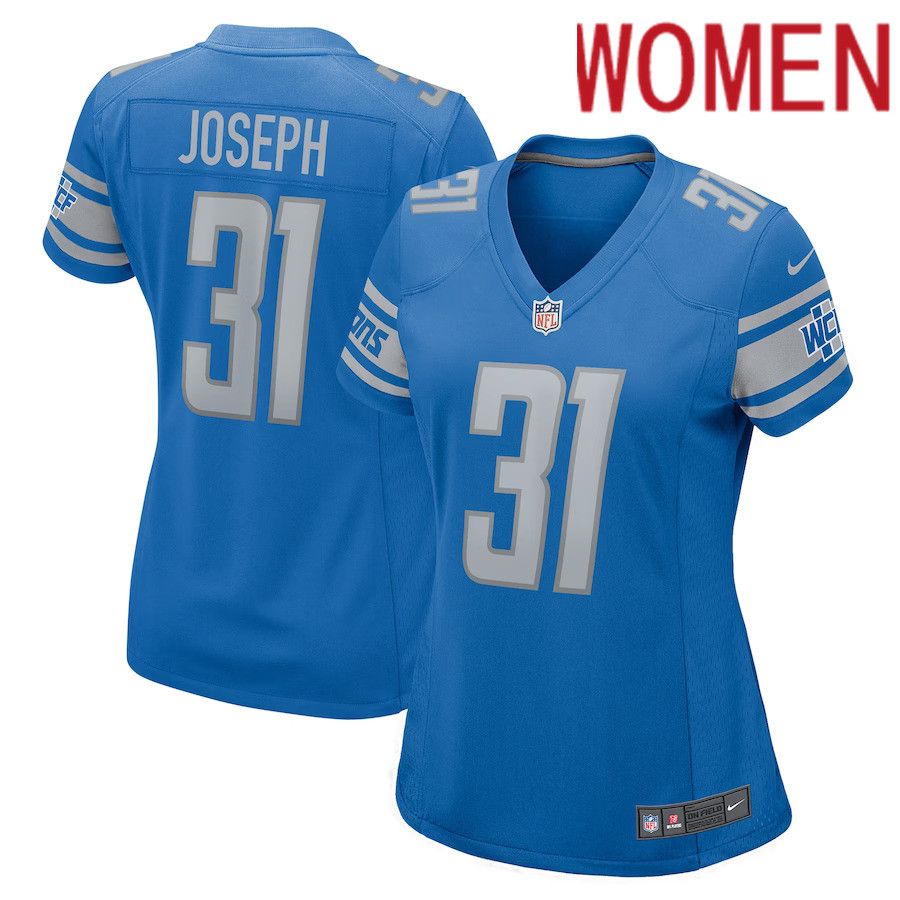 Women Detroit Lions 31 Kerby Joseph Nike Blue Player Game NFL Jersey